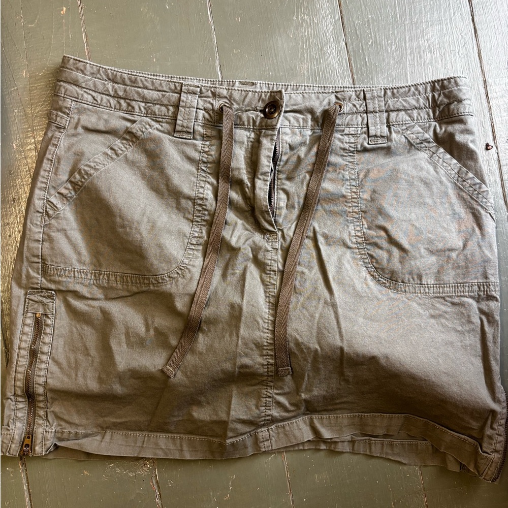 Casual Gray Mini Skirt with Drawstring